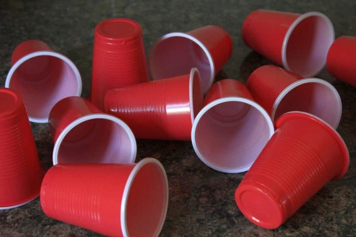 disposable black plastic glass and paper cups